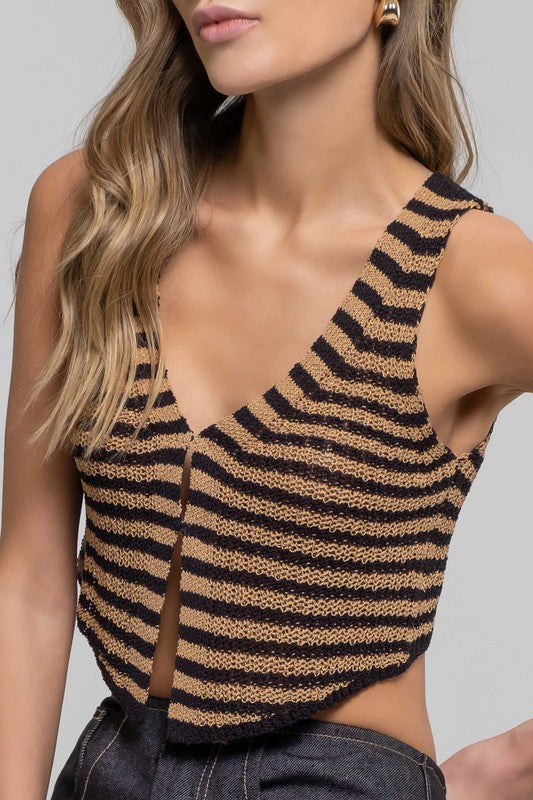 Stripe V-Neck Vest