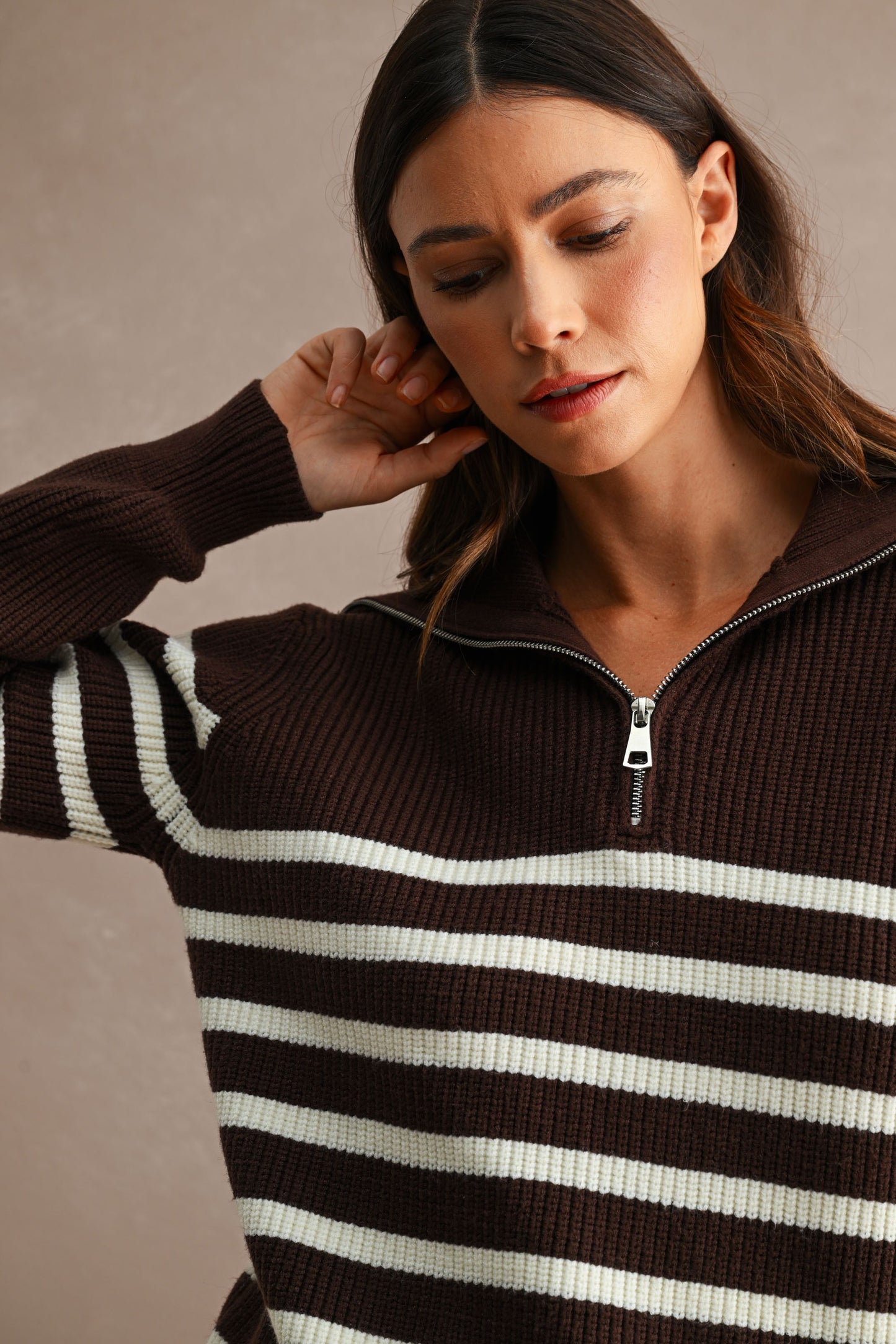 Stripe Half-Zip Sweater