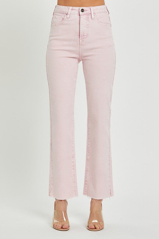 Washed Pink Straight Denim Jeans