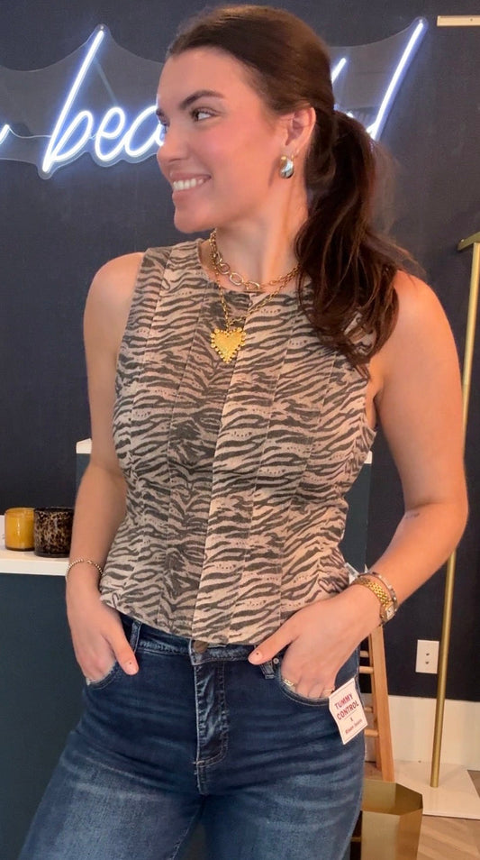 Sleeveless Zebra Print Top