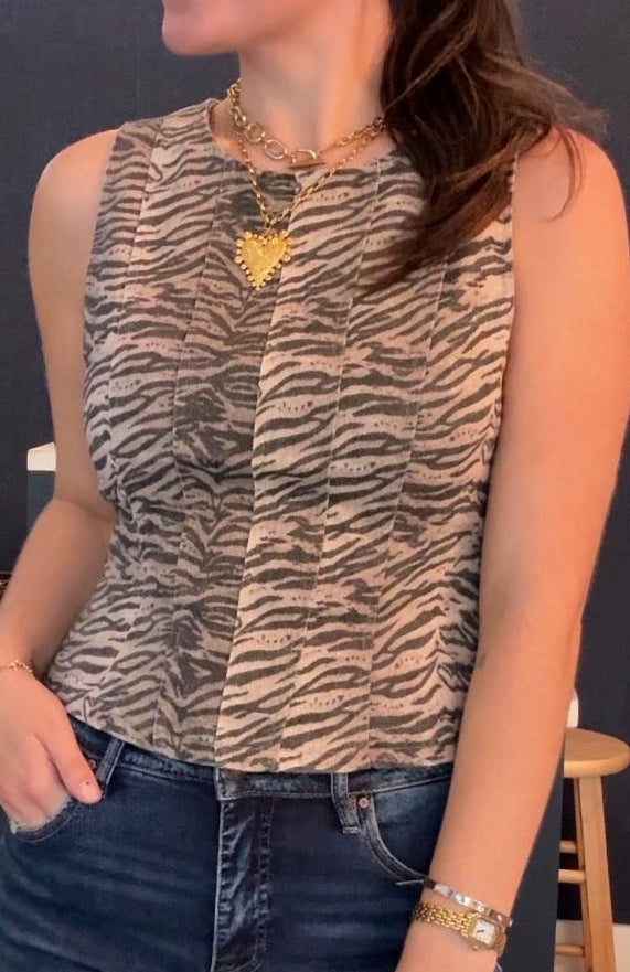 Sleeveless Zebra Print Top