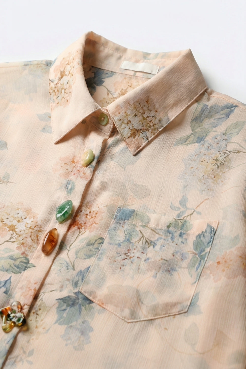 Sheer Floral Buttoned Blouse