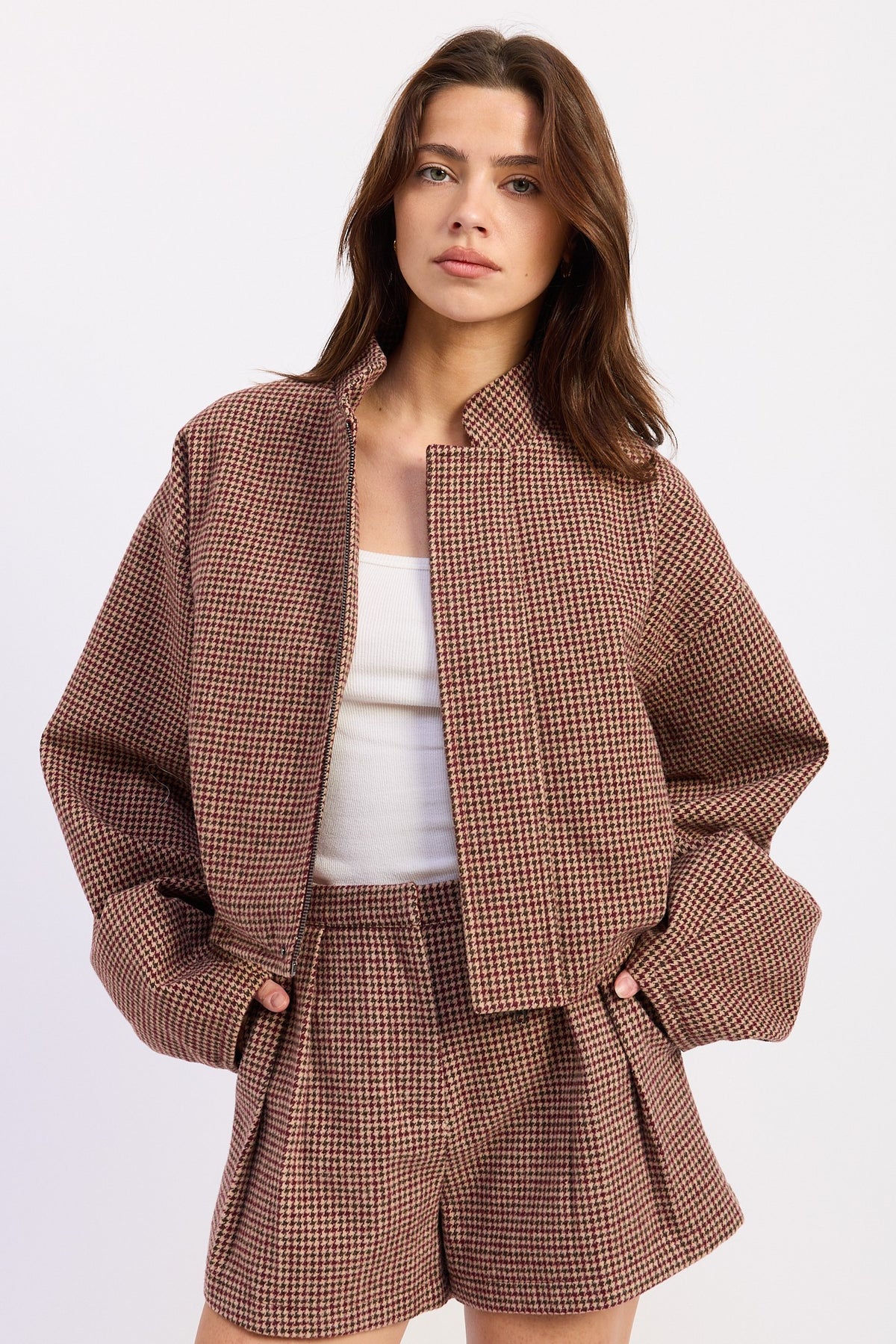 Houndstooth Collared Jacket