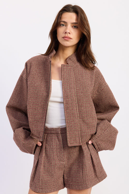 Houndstooth Collared Jacket