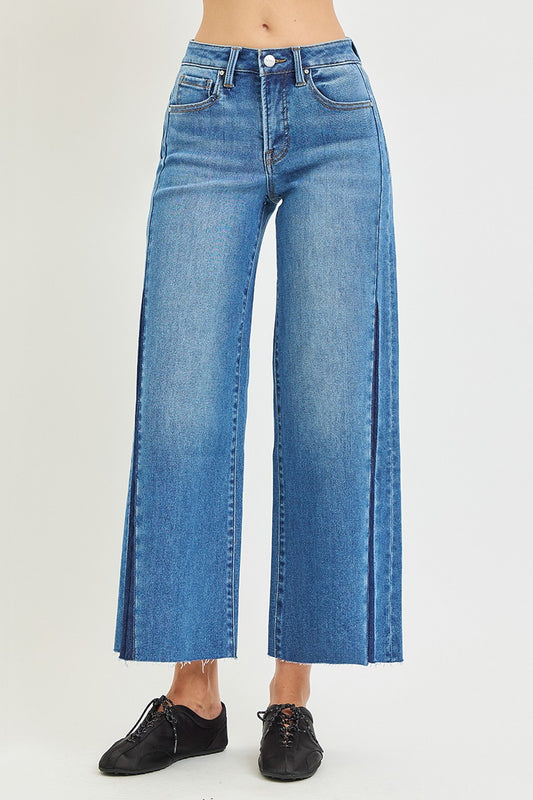 Mid-Rise Cropped Wide Jeans