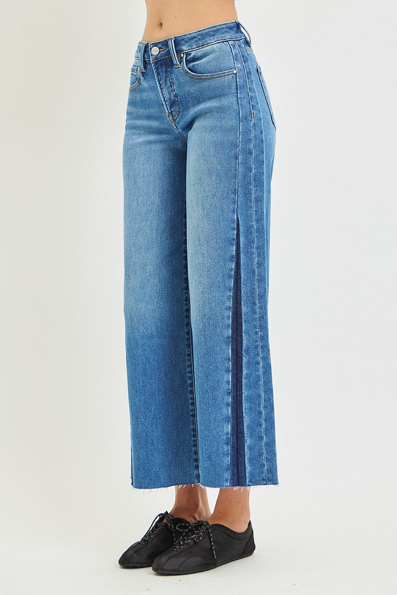 Mid-Rise Cropped Wide Jeans