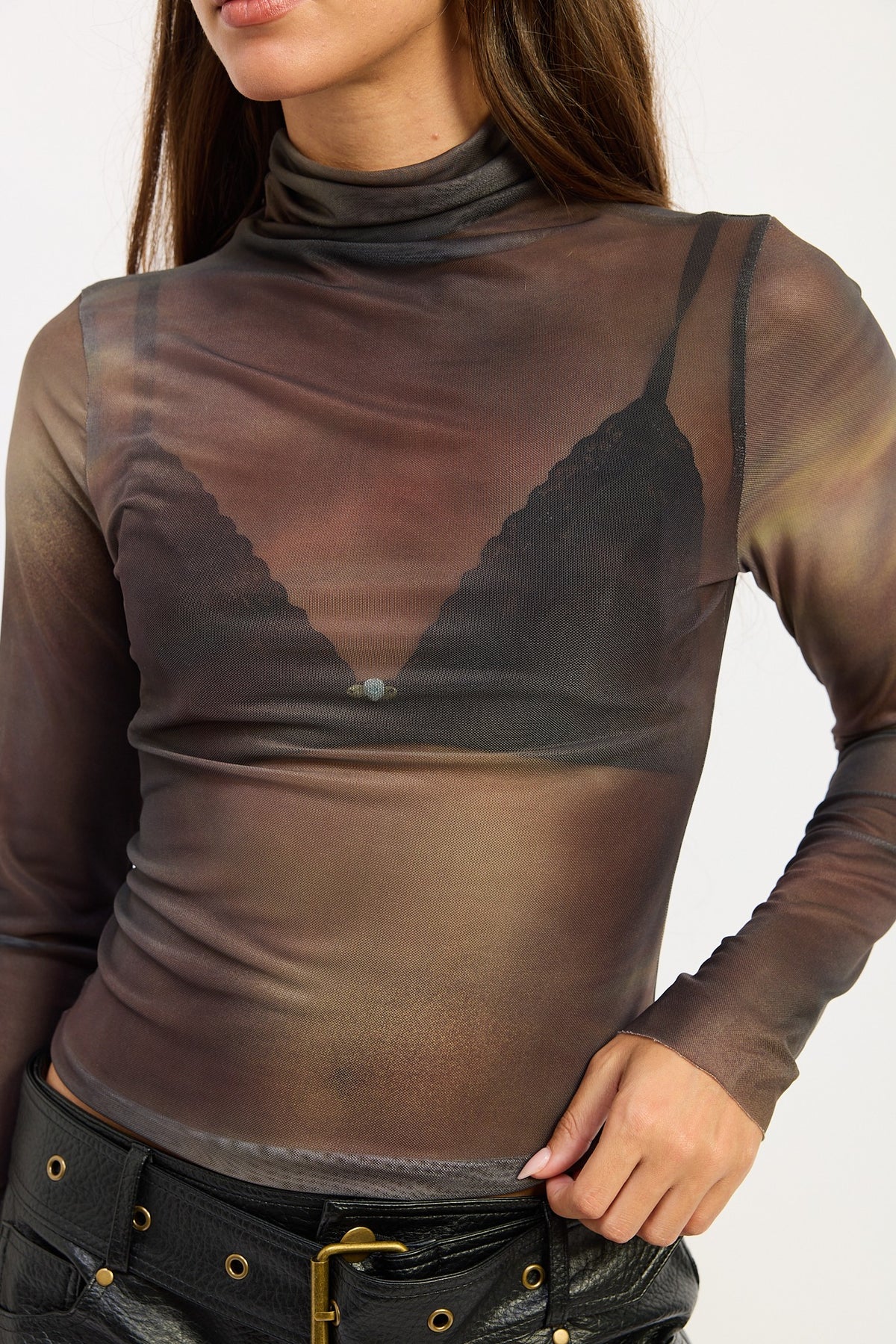 High Neck Mesh Top
