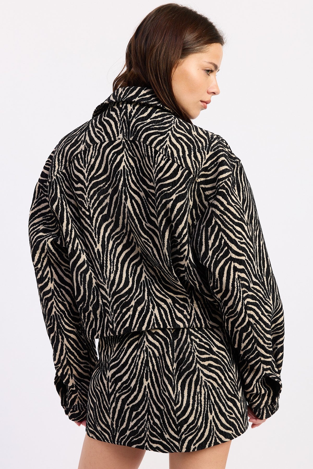 Zebra Print Collared Jacket