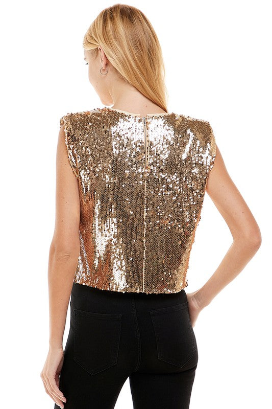 Sequin shoulder pad online top