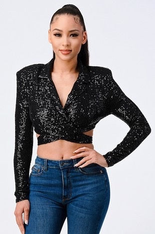 Sequin Shirt Cropped