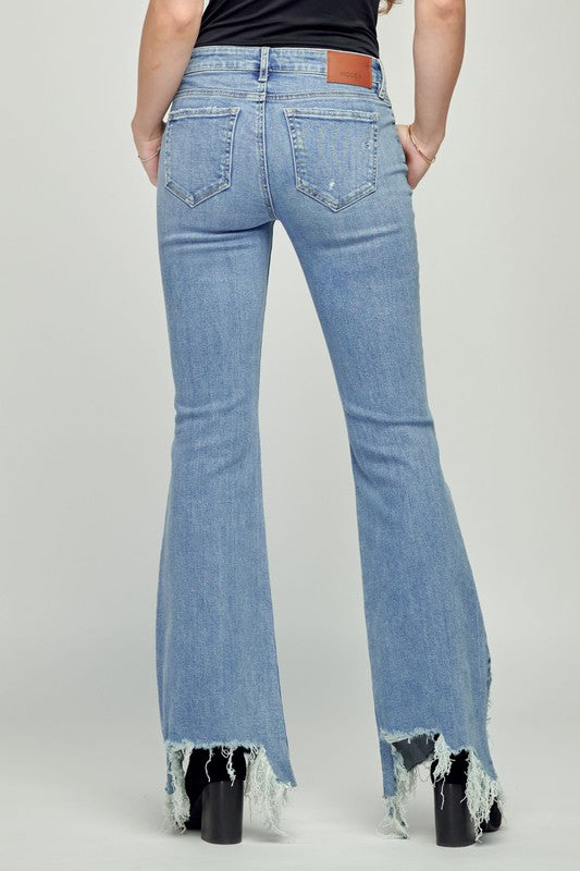 Light Wash Low Rise Flared Jeans