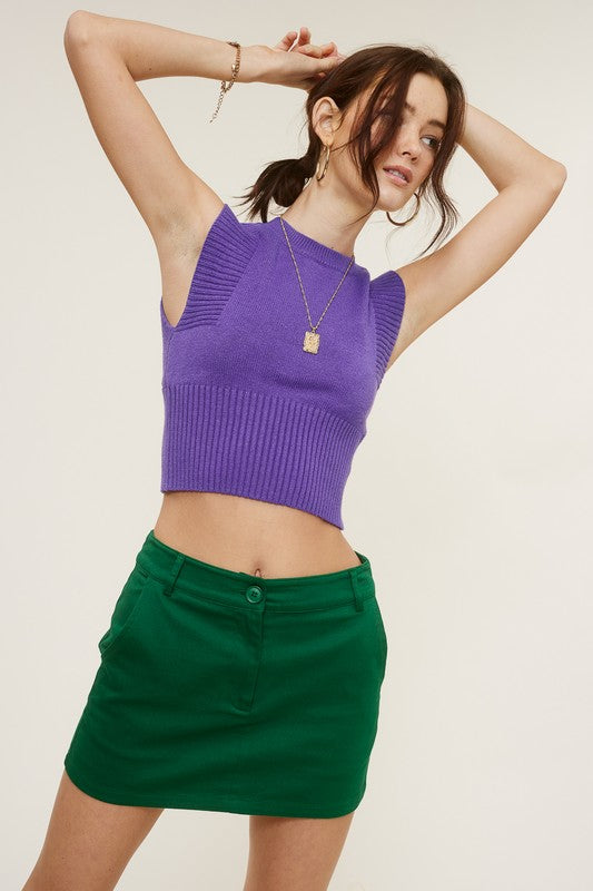 Ribbed Open Back Knit Top