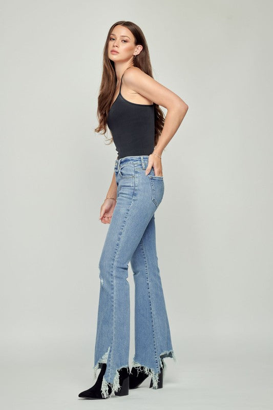 Light Wash Low Rise Flared Jeans